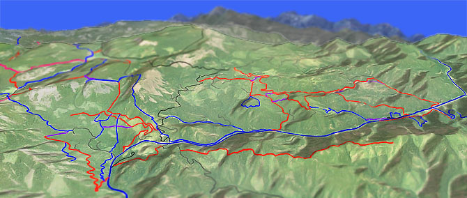 3D view of Blewett Pass XC Ski Trails
