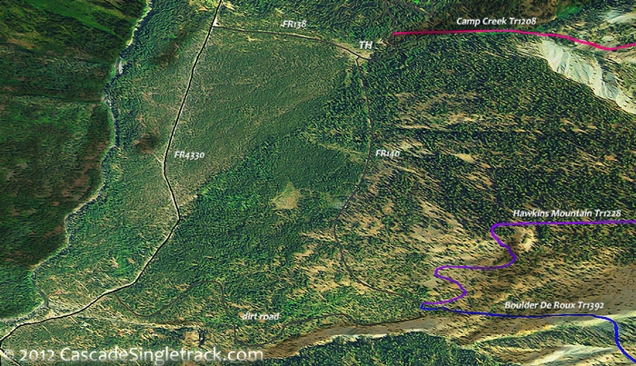 View of the Boulder De Roux, Camp Creek, Hawkins Mountain TH