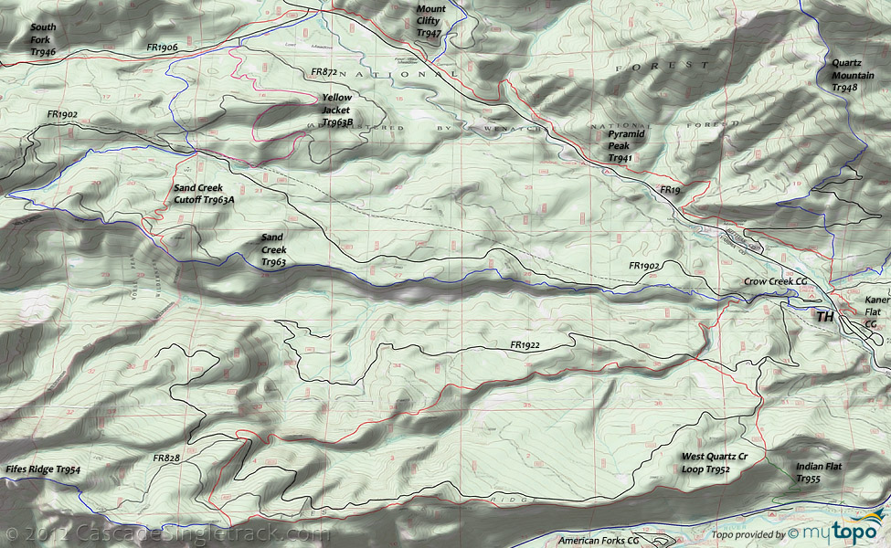 Yellowjacket Creek,Sand Creek Trail #963 Topo Map