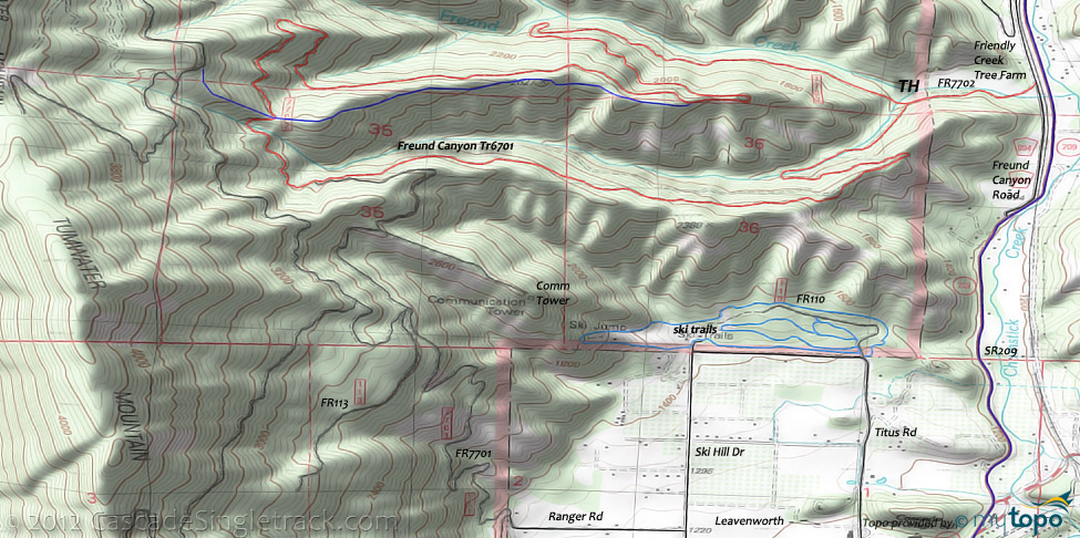 Freund Canyon Creek Trail #6701 Topo Map