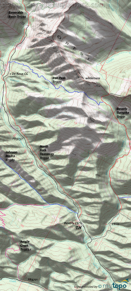 Iron Peak,Beverly Turnpike,North Fork Teanaway Trails Topo Map
