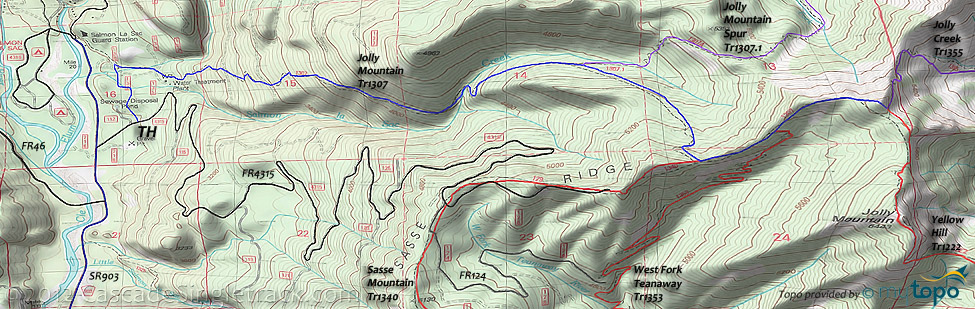 Jolly Mountain Trail #1307 Topo Map