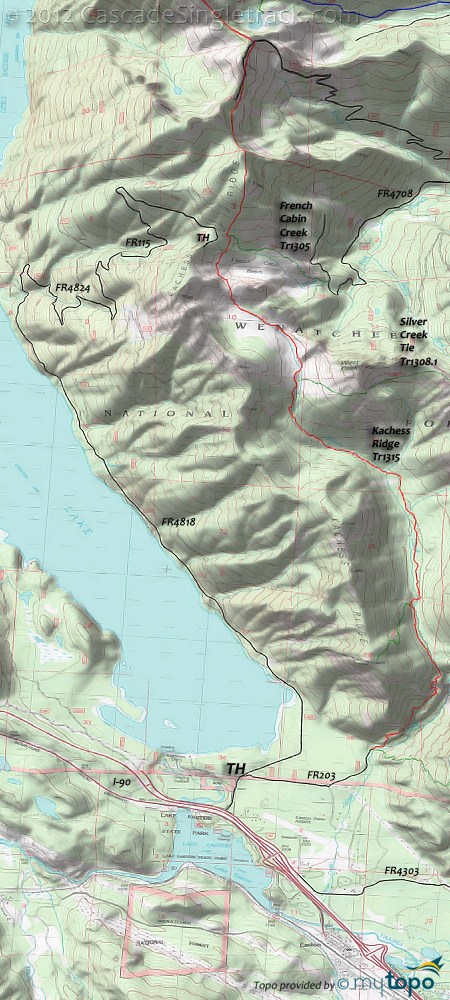Easton Ridge, French Cabin Creek, Kachess Ridge Trail #1315 Topo Map