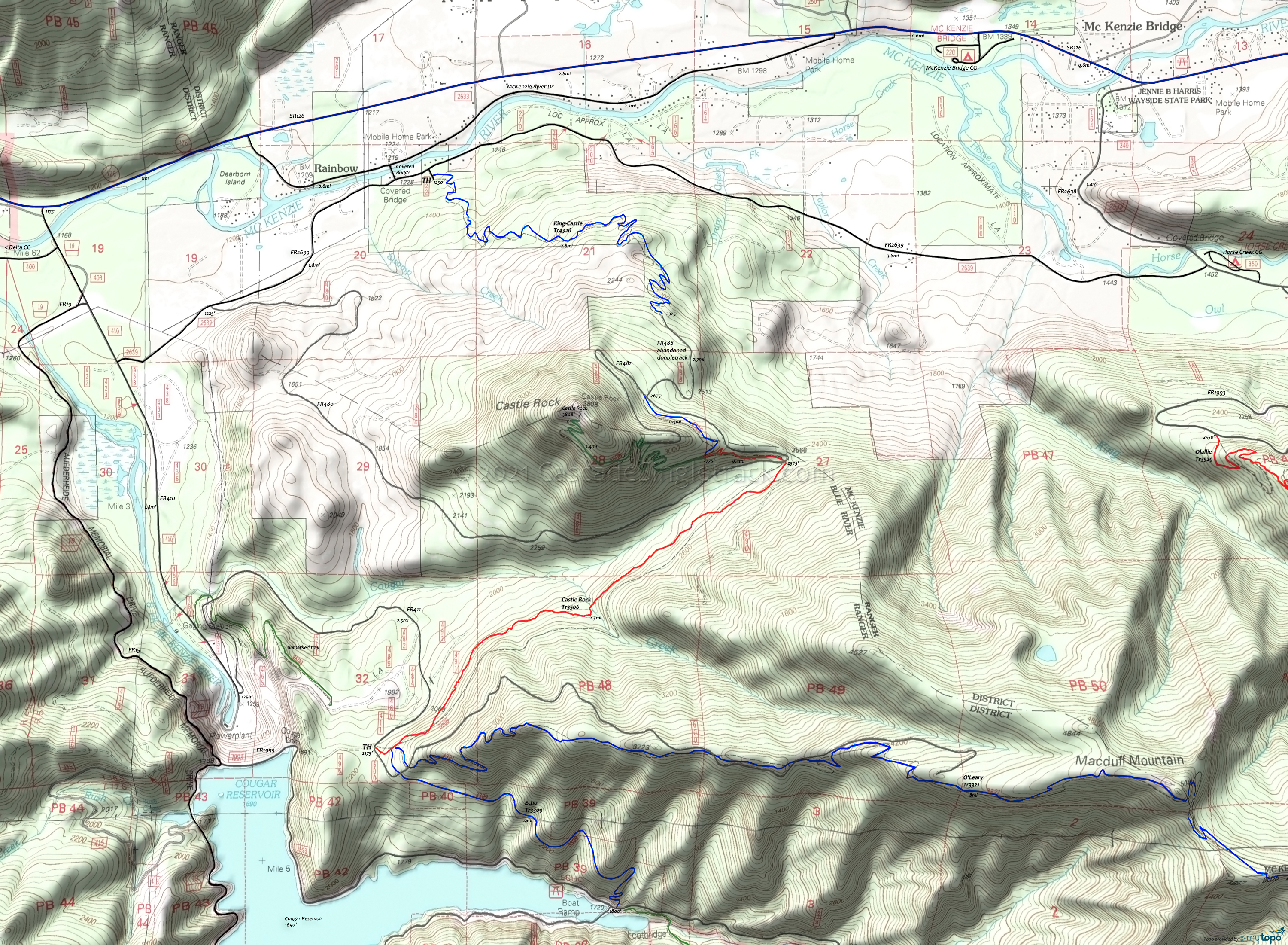 Castle Rock Trail 3506, King-Castle Trail 4326 Area Topo Map