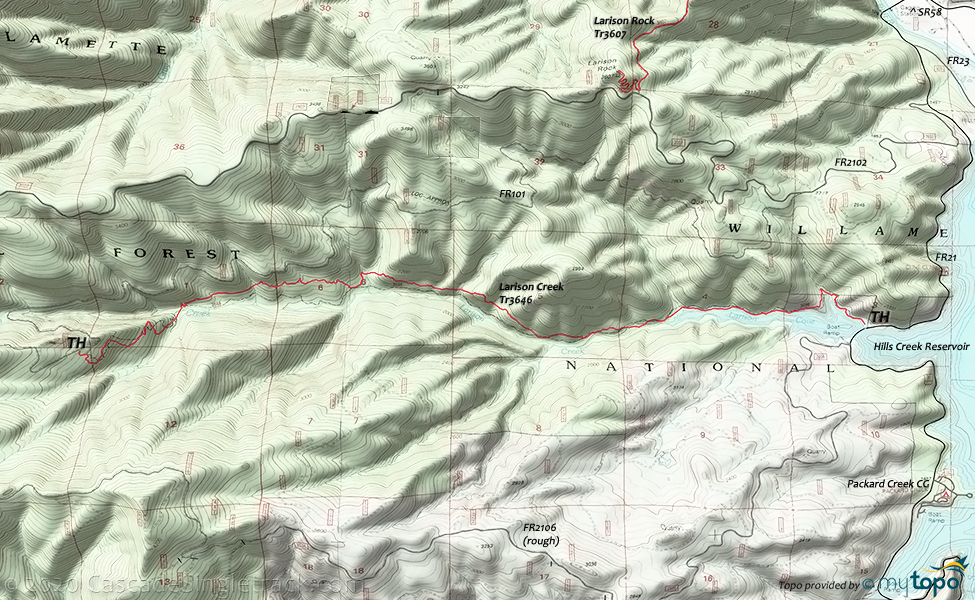 Larison Creek Trail #3646 Topo Map