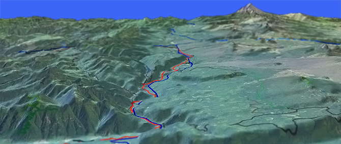 3D view of McKenzie River: Paradise Campground to Trailbridge Campground Trail #3507
