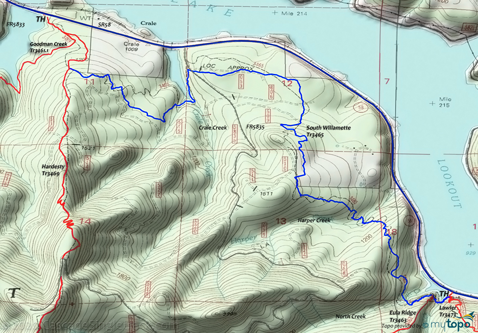 South Willamette Trail #3465 Topo Map