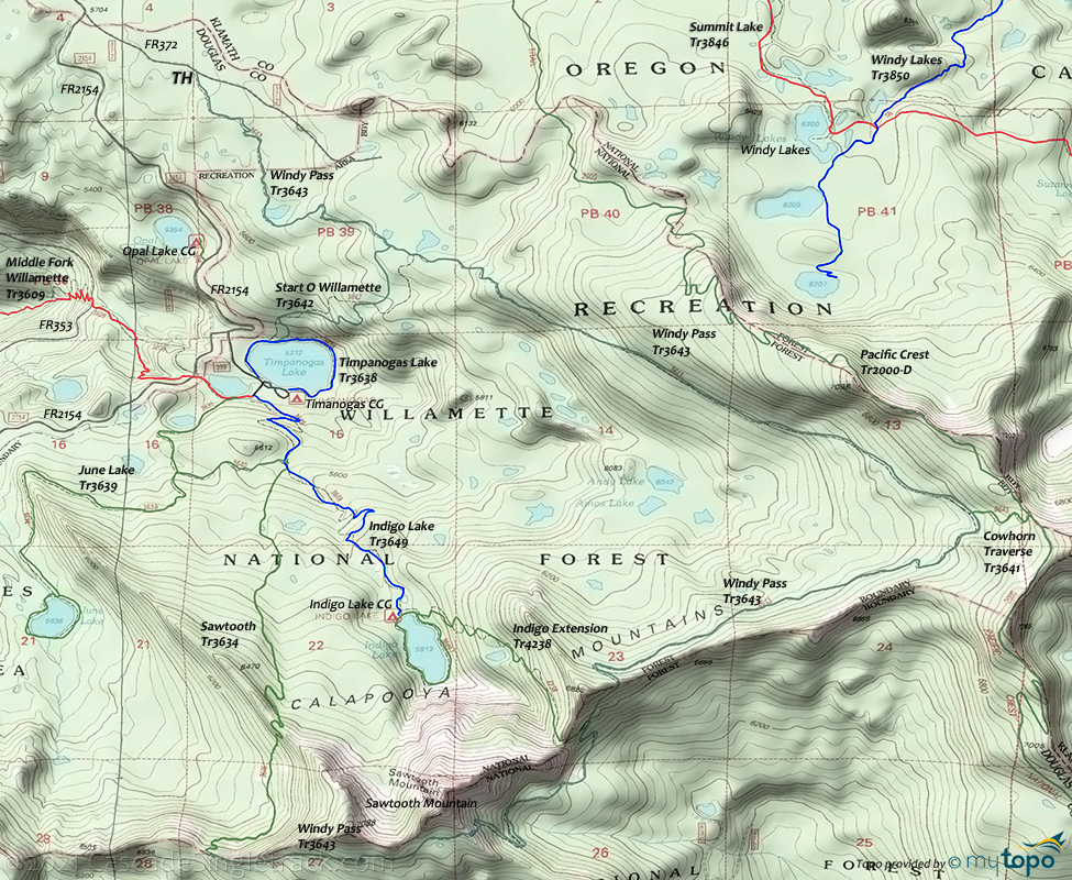Windy Pass Trail #3643 Topo Map