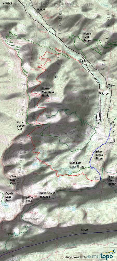 Crystal Mountain Trail #1163 Topo Map