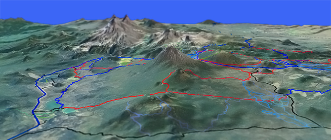 3D view of High Cascade Trail #99 and #31