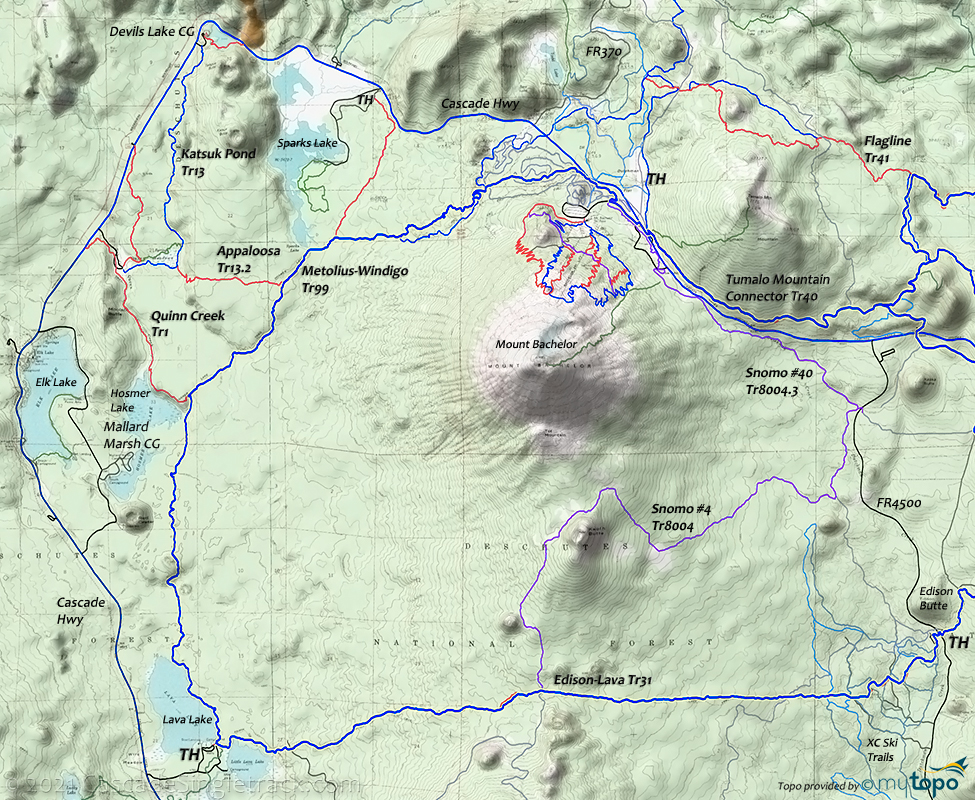 High Cascade Loop Trails Topo Map