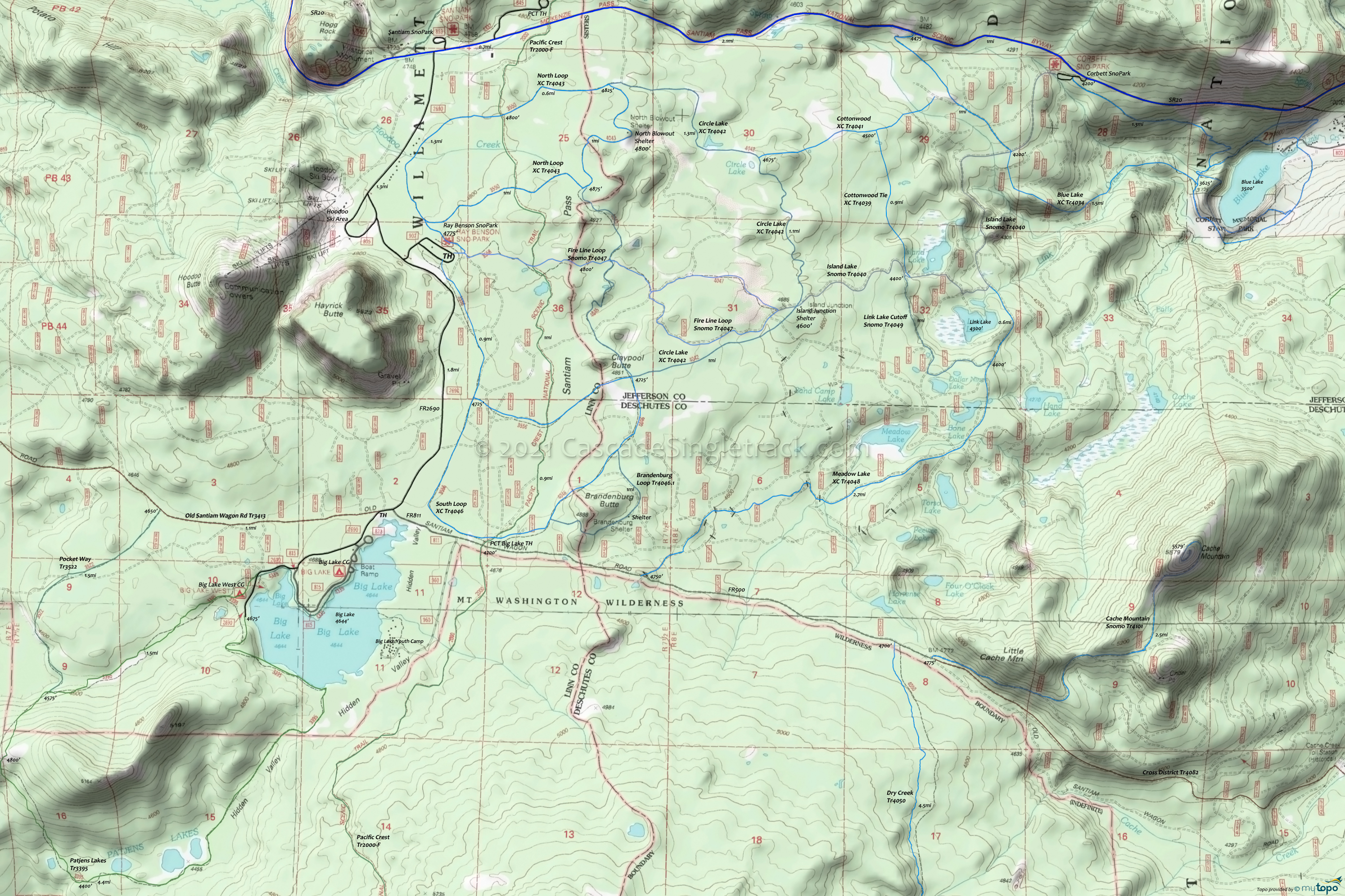 Santiam-Pass Area Trails Area Topo Map