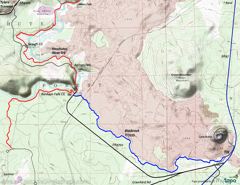 Blackrock to Lava Butte Trail #3935 Topo Map