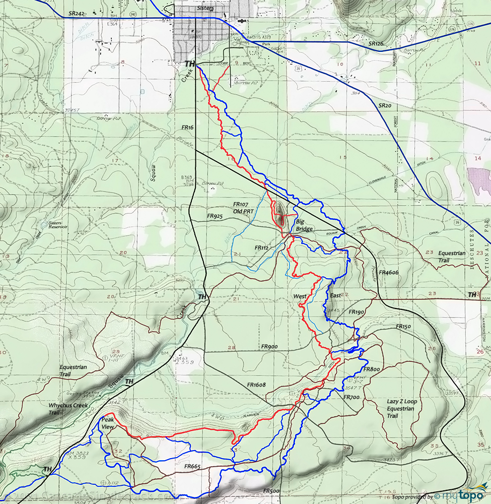 Peterson Ridge Sisters Mountain Bike Trail #4090 Topo Map