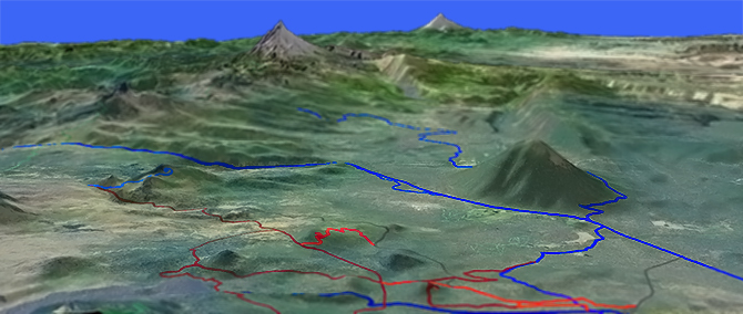 3D view of Sixmile Butte Trail