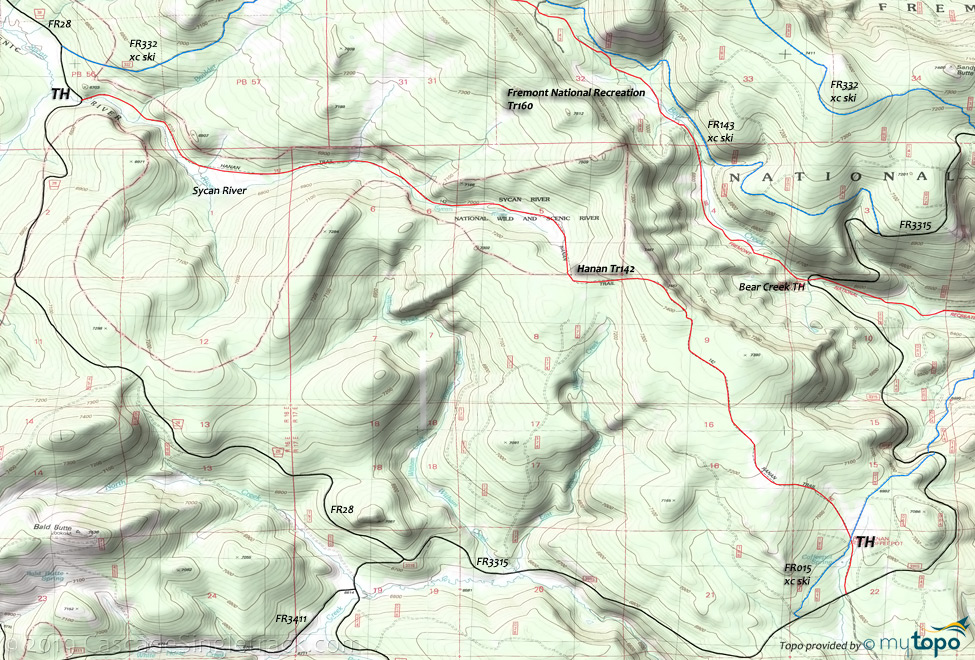 Hanan, Fremont National Recreation Trail Topo Map