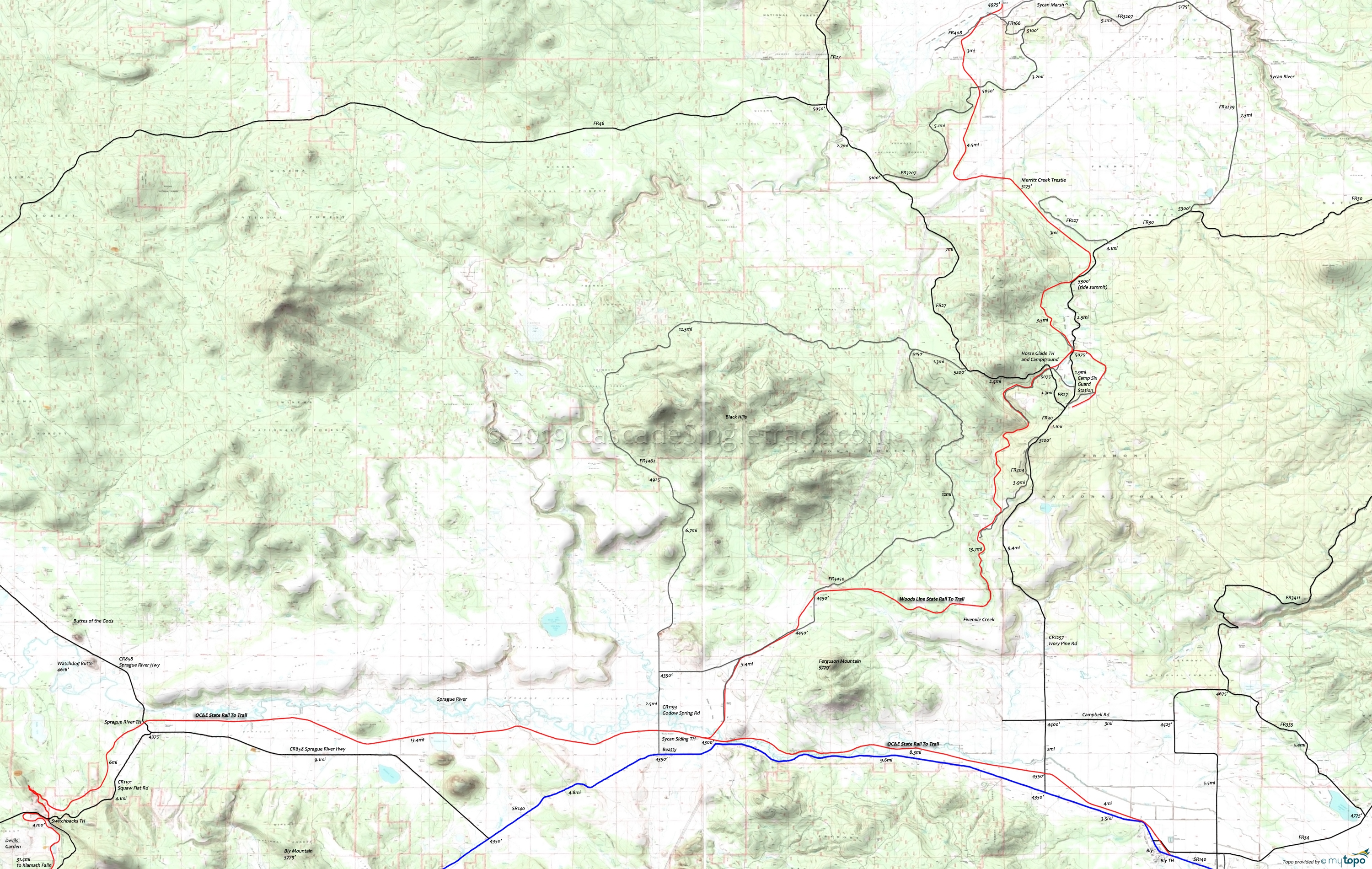 Woods Line Area Topo Map