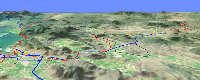 3D view of OCnE Woods Line Trail
