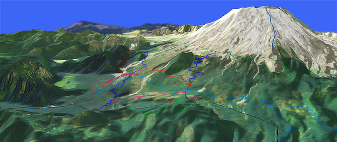 3D view of Blue Lake Toutle Trail #238