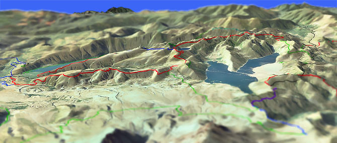 3D view of Coldwater to Mount Margaret Trail #230