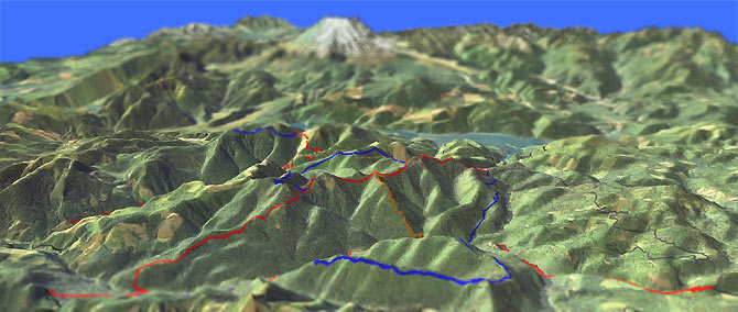 3D view of Siouxon Creek to Huffman Peak Trail #130