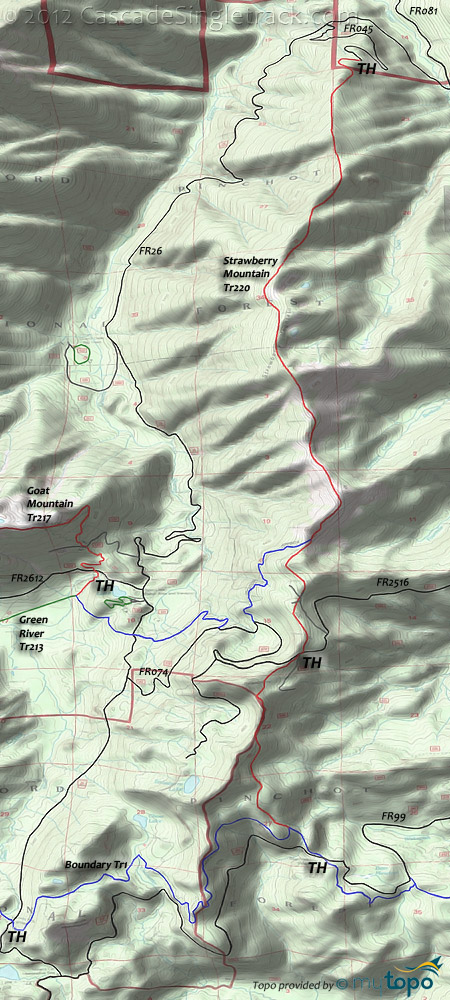 Strawberry Mountain Trail #220 Topo Map