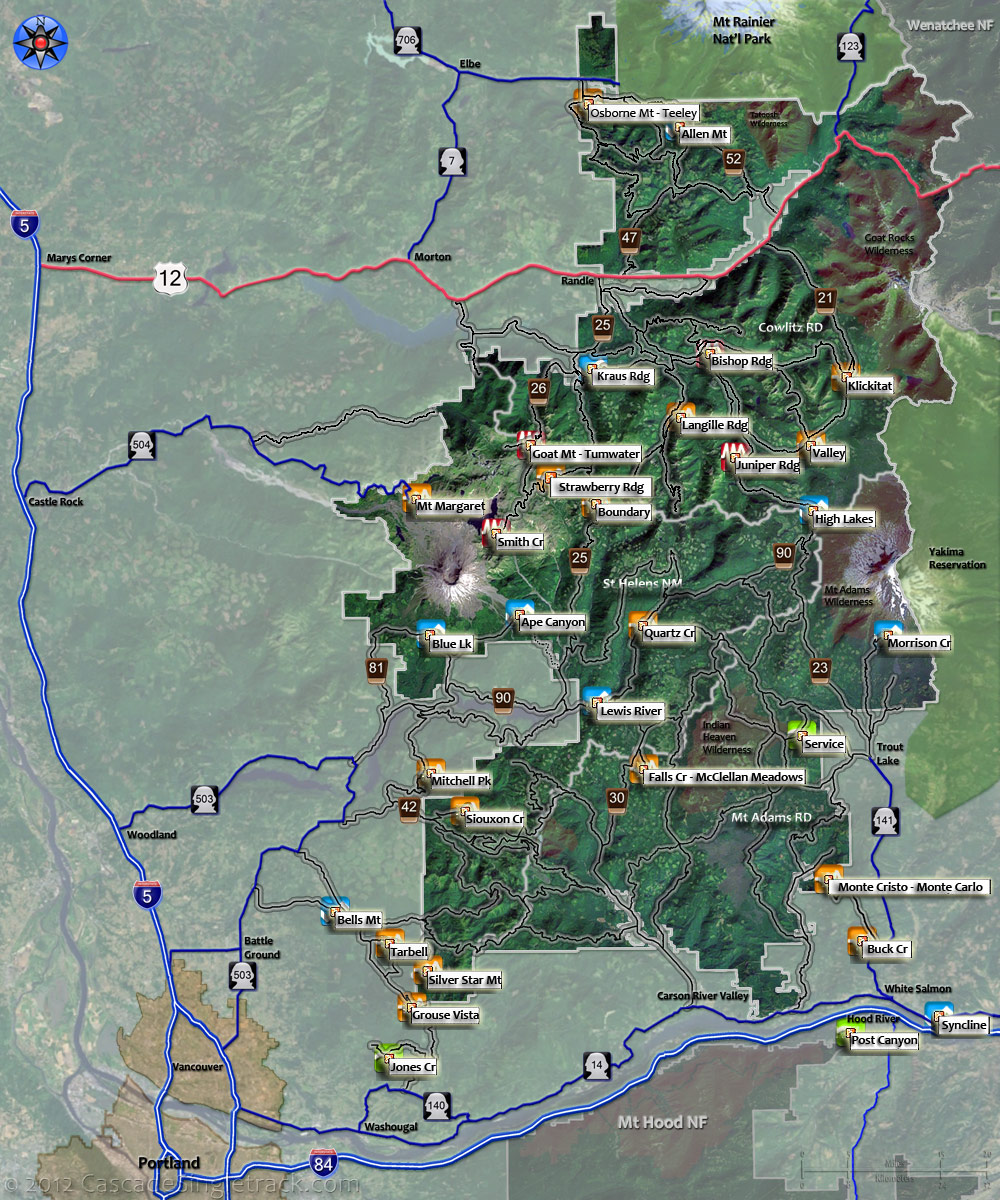 Gifford Pinchot National Forest Mountain Bike and Hiking Trails