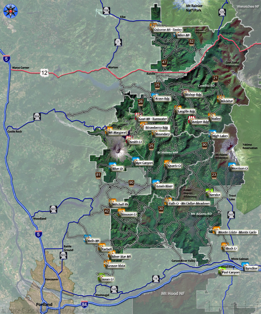 Gifford Pinchot Trail Map Gifford Pinchot National Forest Mountain Bike And Hiking Trails