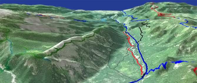 3D view of East Fork Trail #650