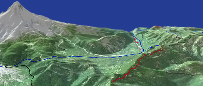 3D view of Gunsight Ridge Trail #485