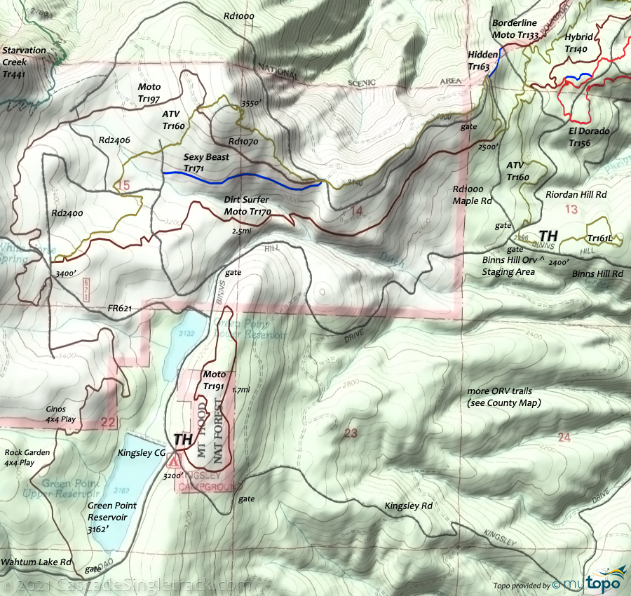 View of Starvation Creek, Green Point Reservoir area Topo Map