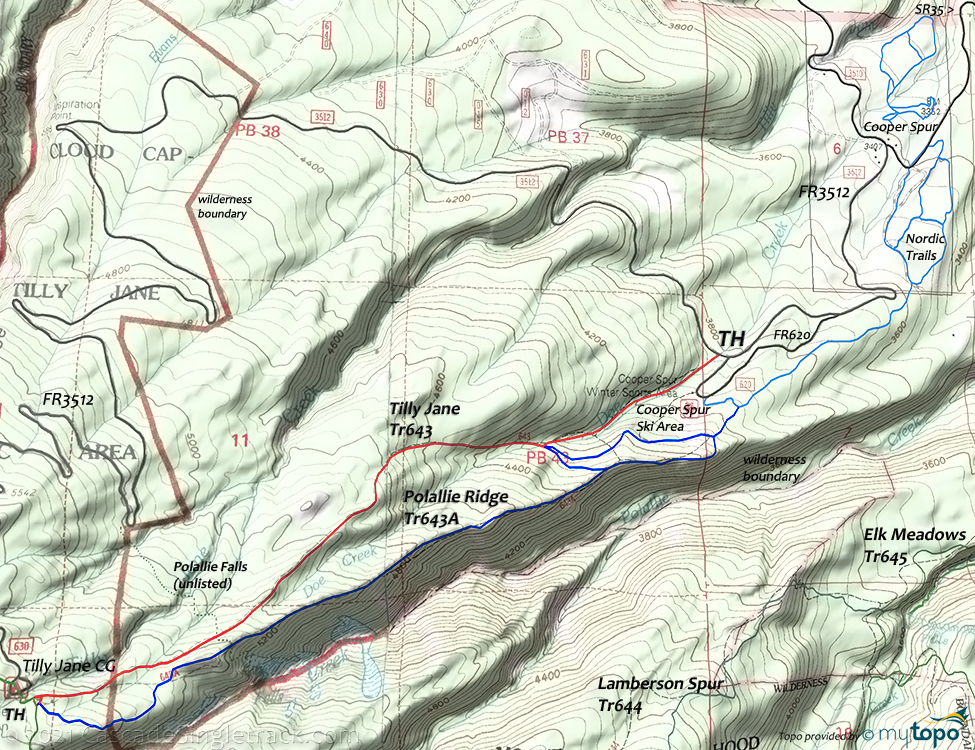 Tilly Jane Trail 643 Topo Map