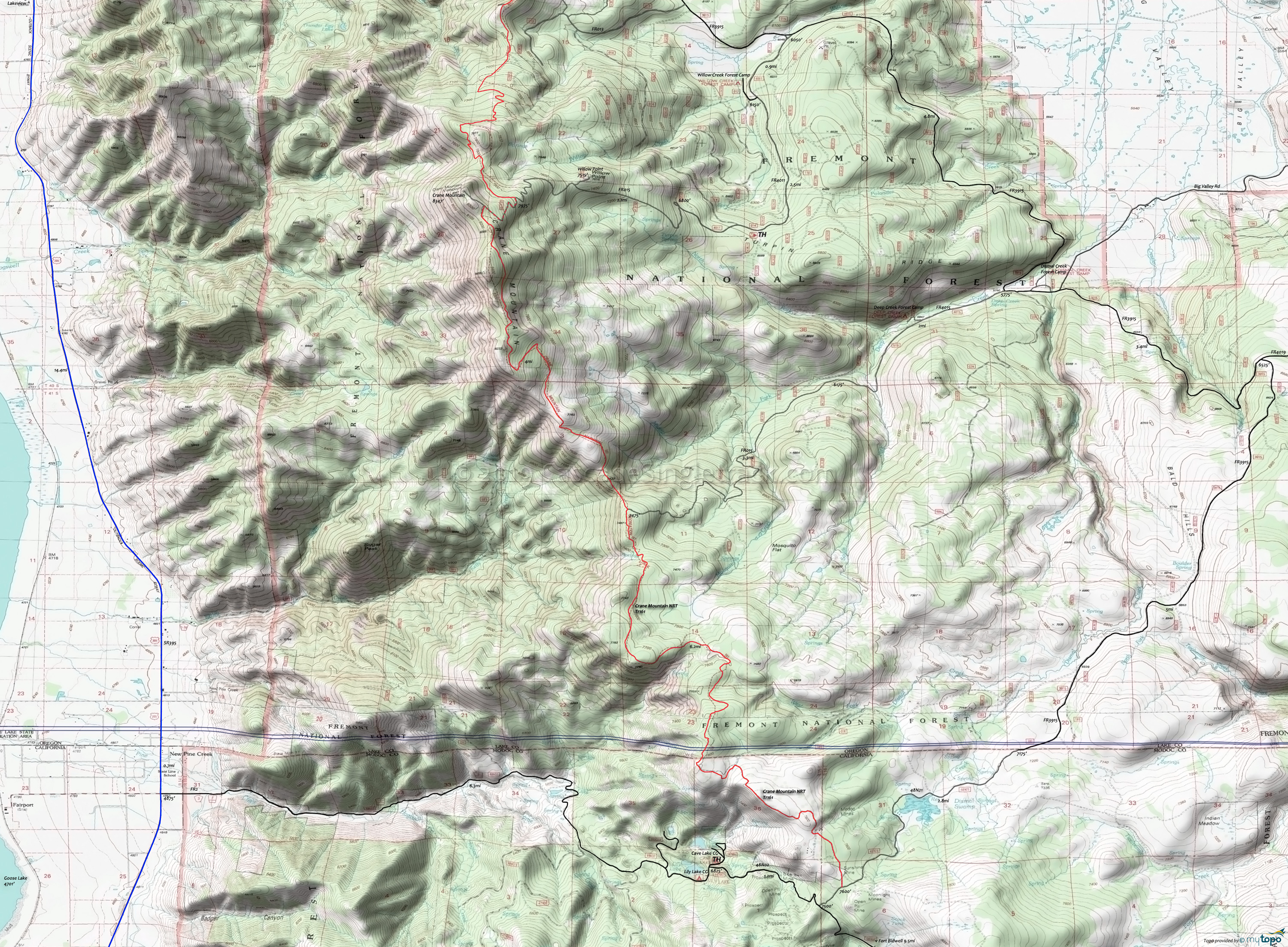  Crane Mountain NRT Area Topo Map
