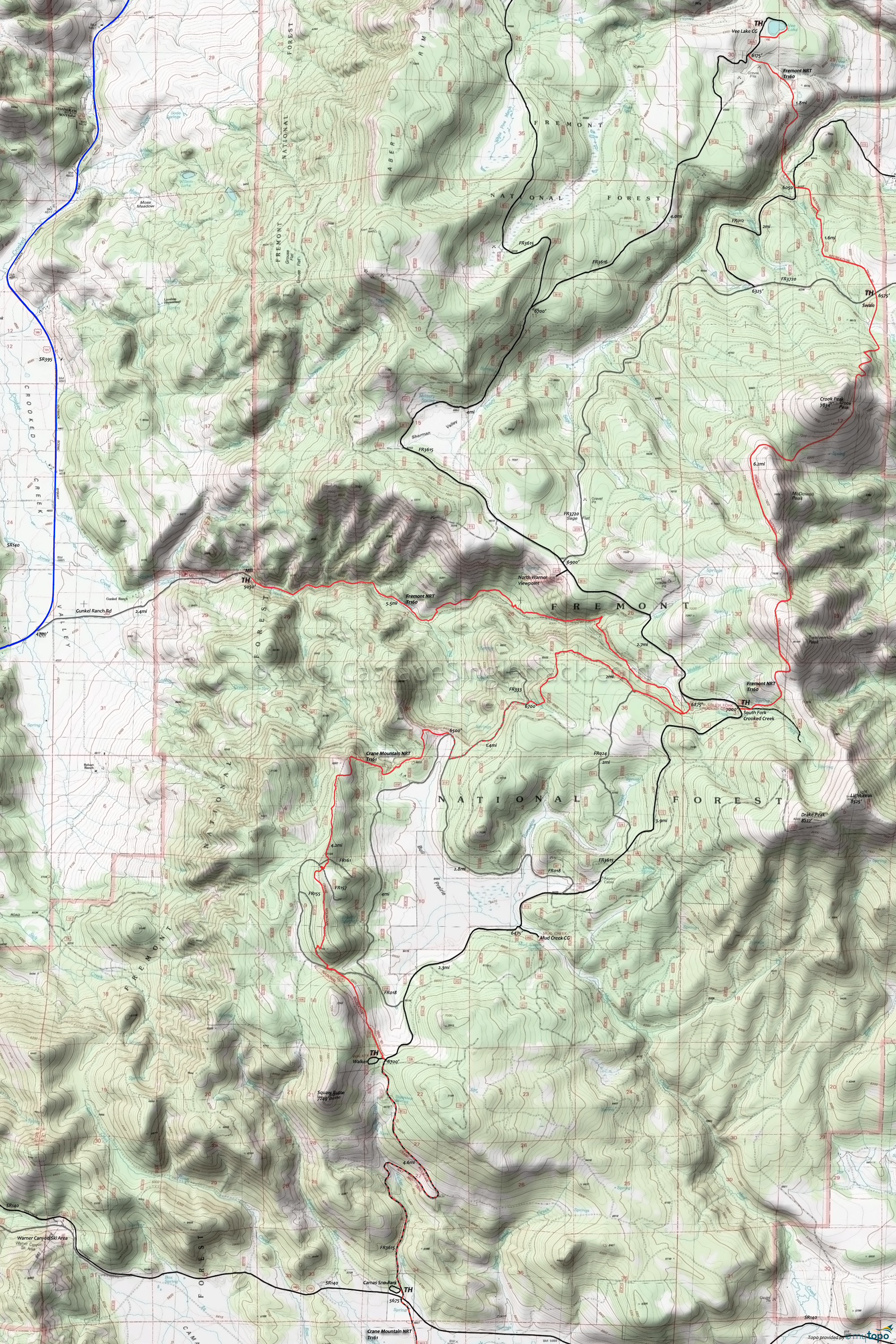  Fremont National Recreational Trail Area Topo Map