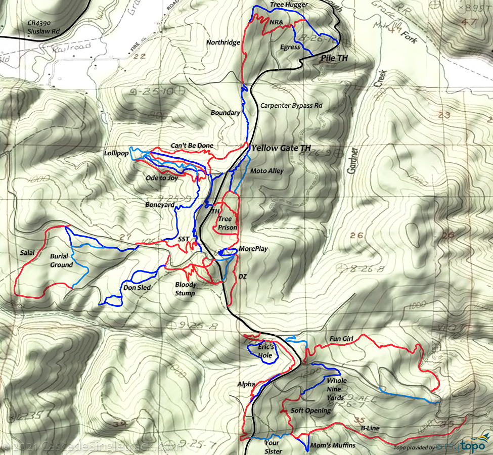 Carpenter Bypass Trails Topo Map