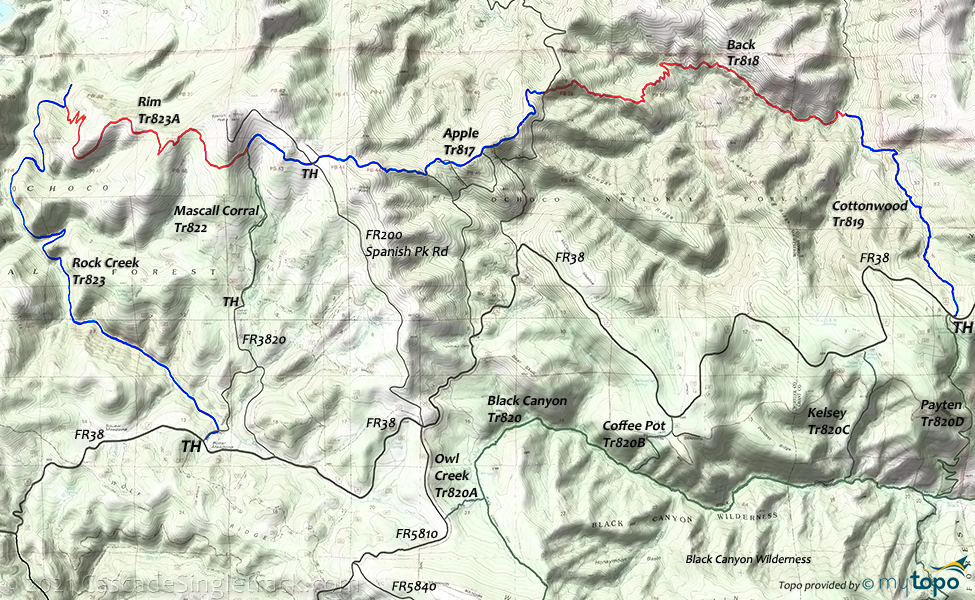 Ochoco Mountain Trail Topo Map