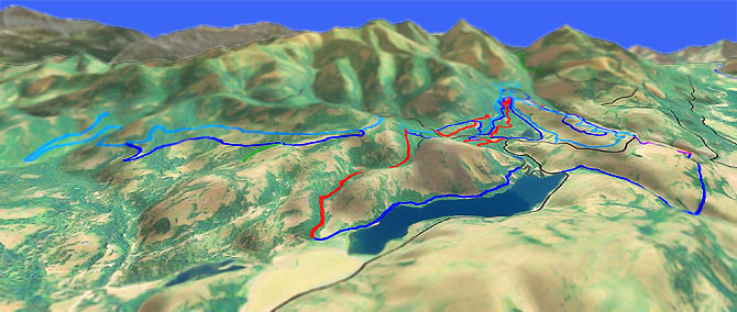 3D view of Sun Mt Ski Resort Trails