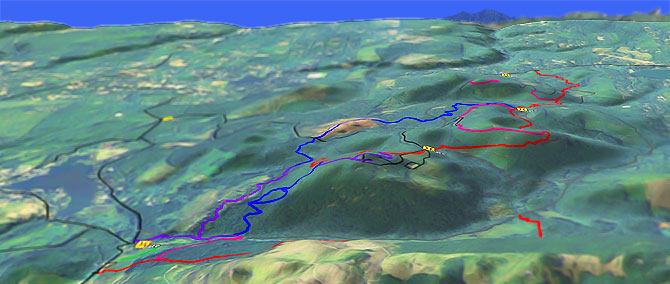 3D view of Gold and Green Mountain Trails