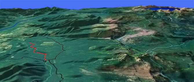 3D view of South Fork Rogue River Tr988 Trail