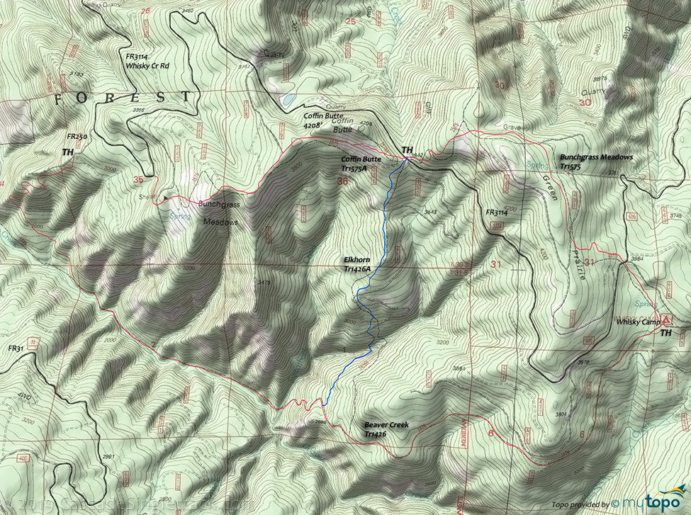 Beaver Creek Trail #1426 Topo Map