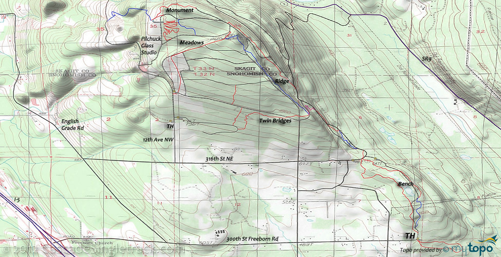 Pilchuck Tree Farm Victoria Tract Trails Topo Map