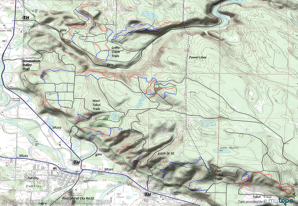 East Tokul, West Tokul and Griffin Creek Trail Topo Map