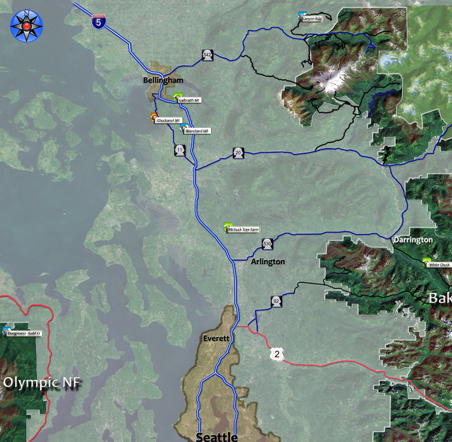 Washington State Bellingham Area Mountain Bike and Hiking Trails