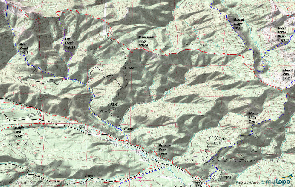 Cub Creek,Mount Clifty, Bear Creek Trails Topo Map