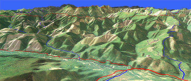3D view of Mount Clifty, Bear Creek Trail #943