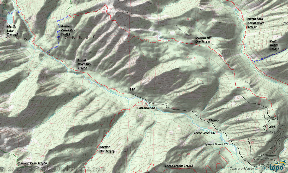 Entiat River Trail #1400 Topo Map