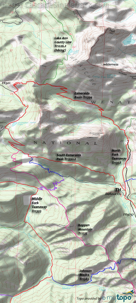 Esmeralda Basin,Boulder De Roux,Esmeralda Peak,Koppen Mountain Trails Topo Map
