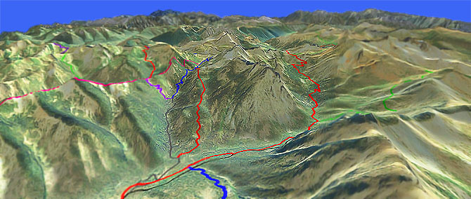 3D view of Esmeralda to Boulder De Roux Trail 1394