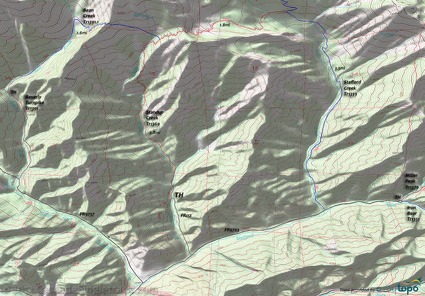 Stafford Creek, Standup Creek CCW Loop Topo Map