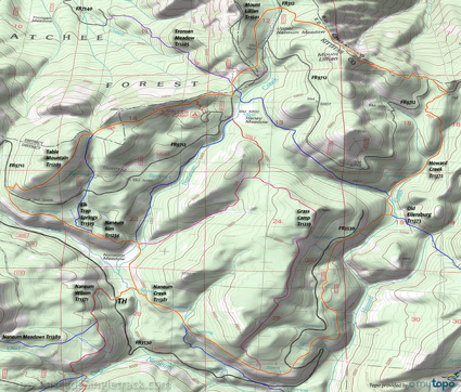 Naneum Rim, Table Mountain, Mount Lilian, Howard Creek CW Loop Topo Map